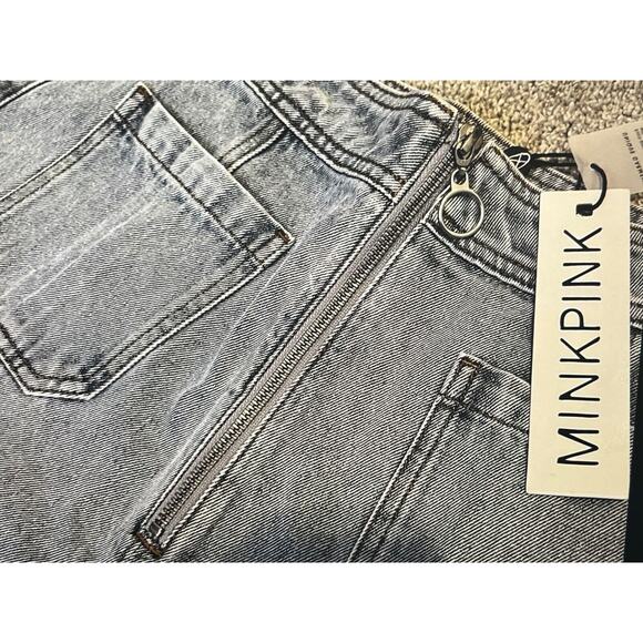 NWT MINKPINK SUMMER BLOWOUT SHAYNA DENIM SHORTS HIGH WAISTED XS 100 Cotton - Picture 8 of 8